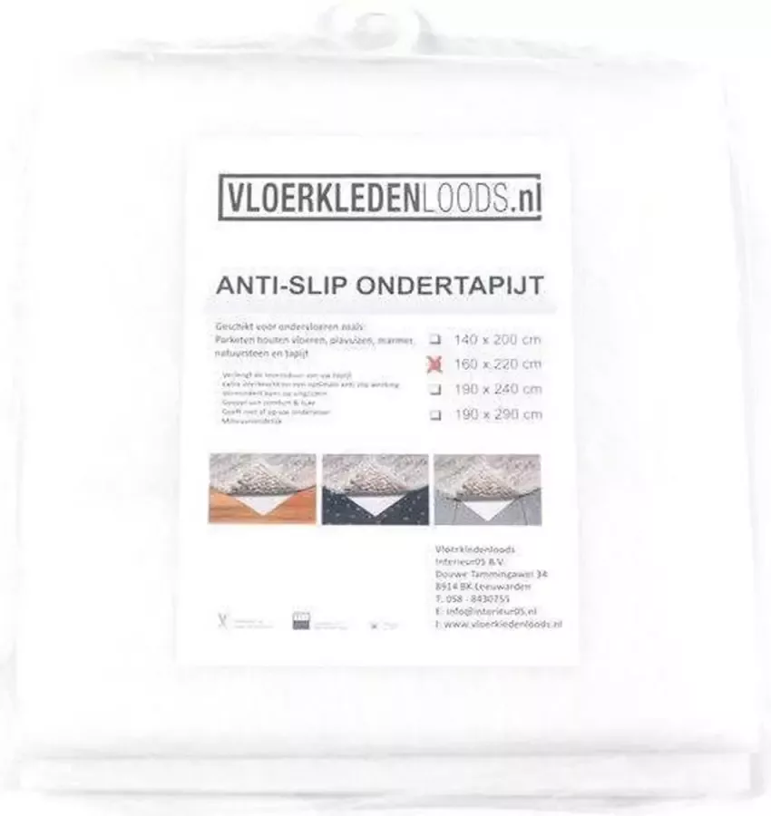 Interieur 05 Antislip ondertapijt-Afmetingen:140 x 200 (M) 140 x 200 cm (S)