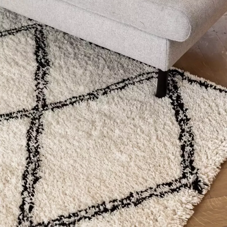 Interieur 05 Hoogpolig berber vloerkleed Wit Zwart Norway Polypropyleen 200 x 290 cm (L)