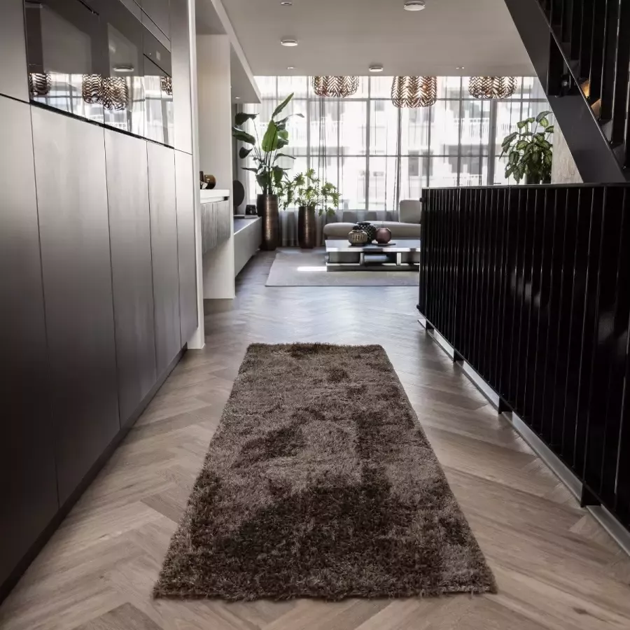Interieur 05 Hoogpolig loper vloerkleed Fender bruin Polyester Loper 80 x 250 cm (M)