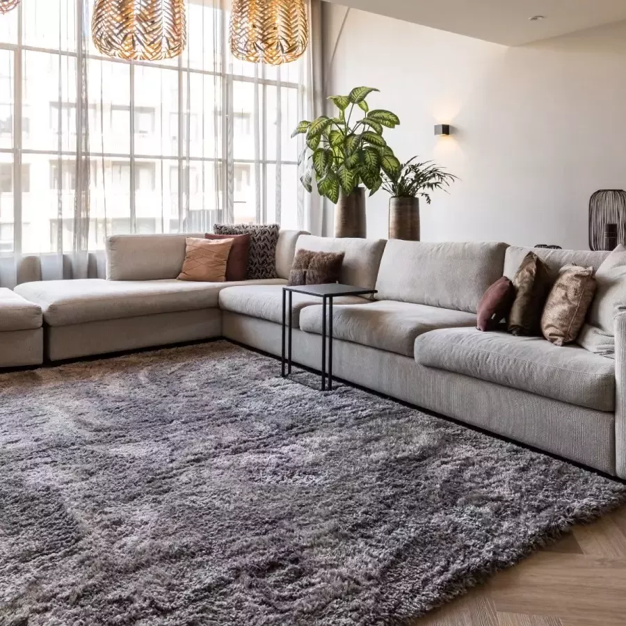 Interieur 05 Hoogpolig vloerkleed Fender grijs lichtgrijs Grijs Antraciet Polyester 240 x 330cm (XXL)