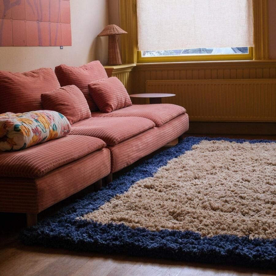 Interieur 05 Hoogpolig vloerkleed Pilo beige blauw polyester Interieur05 160 x 230 cm (M)