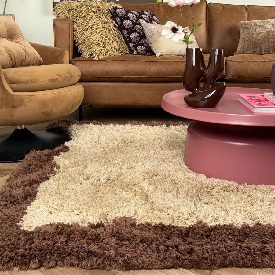 Interieur 05 Hoogpolig vloerkleed Pilo beige bruin polyester Interieur05 160 x 230 cm (M)
