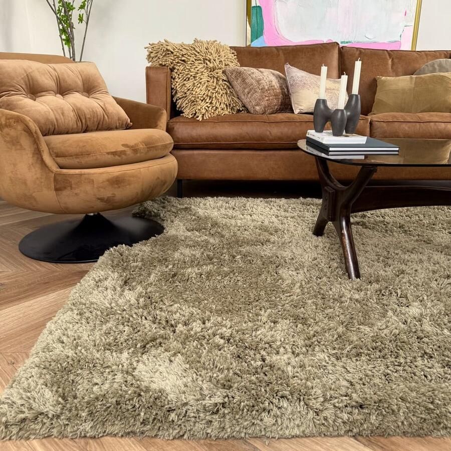 Interieur 05 Hoogpolig vloerkleed Pilo groen polyester Interieur05 200 x 290 cm (L)