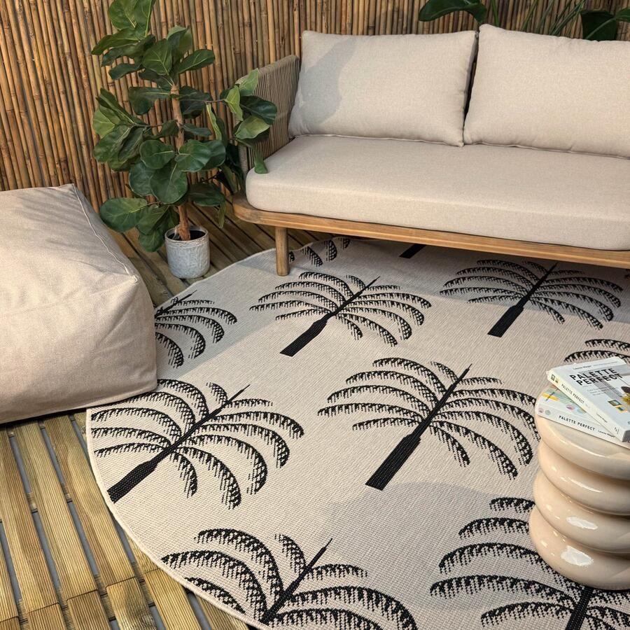 Interieur 05 Rond buitenkleed Oase zwart wit Interieur05 Rond 240 Ø (XL)