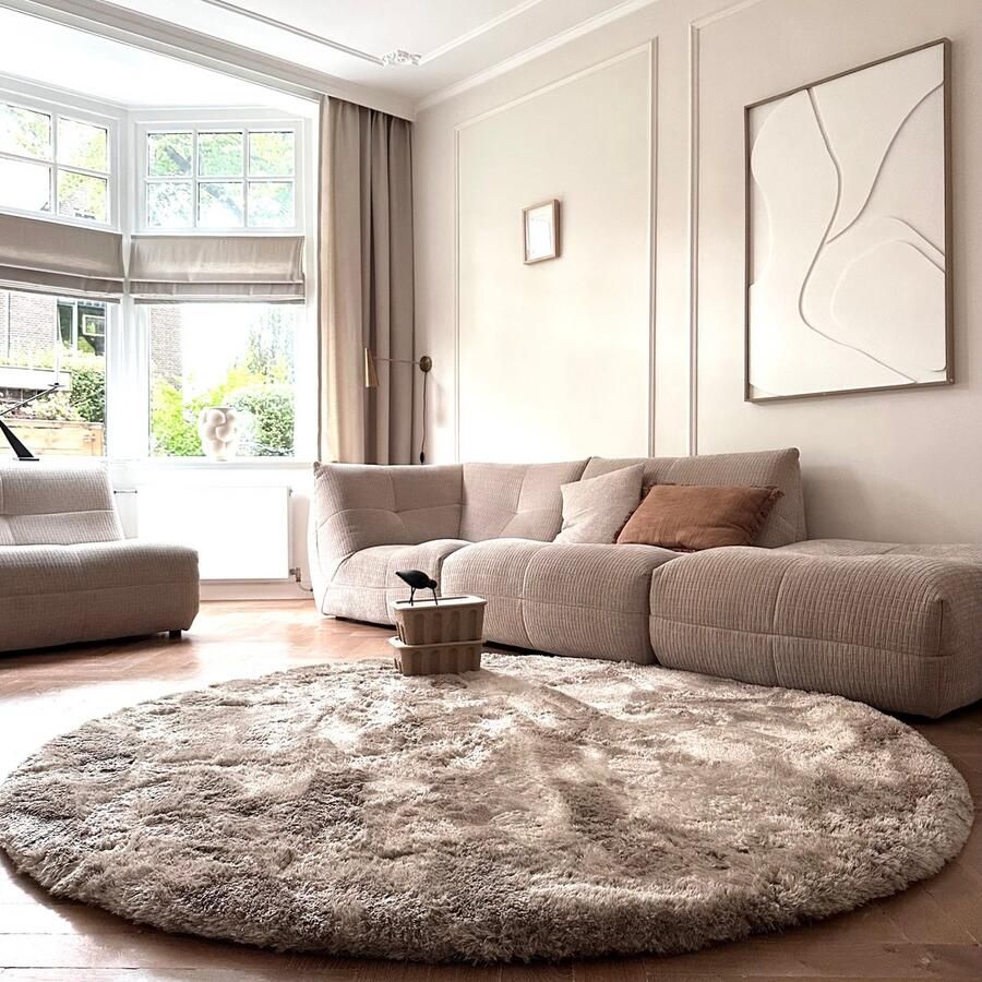 Interieur 05 Rond hoogpolig vloerkleed Odelia stone Interieur05 Rond 240 Ø (XL)