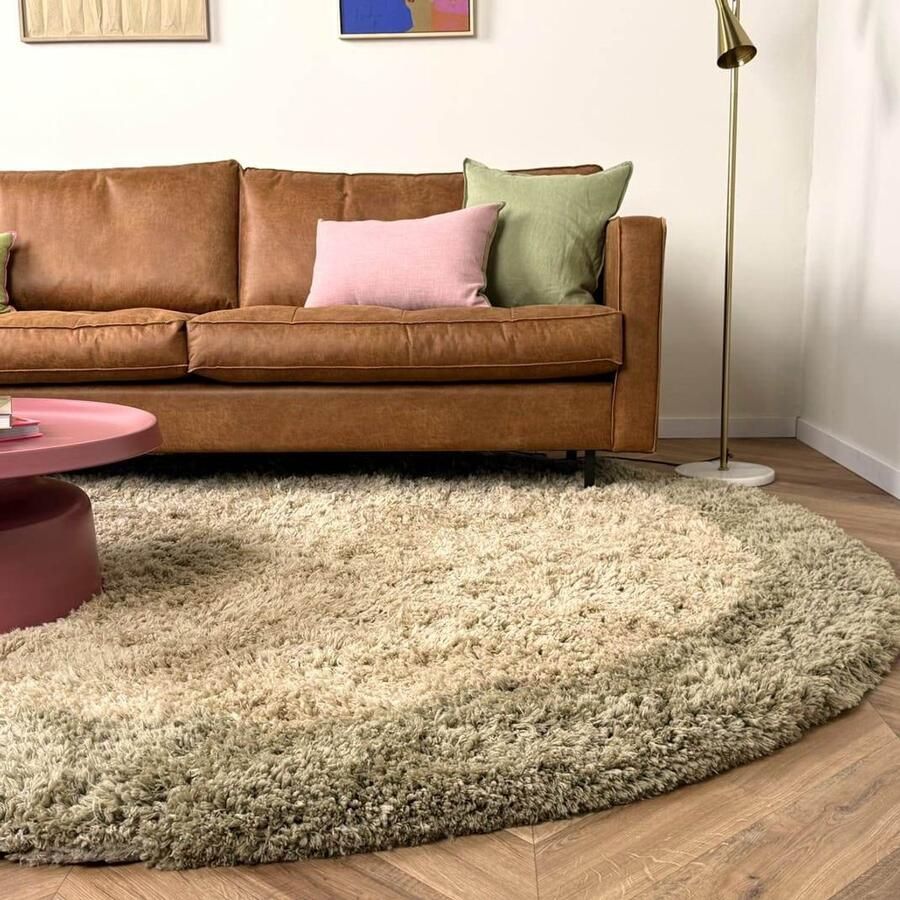 Interieur 05 Rond hoogpolig vloerkleed Pilo groen beige polyester Interieur05 Rond 200 Ø (L) - Foto 2