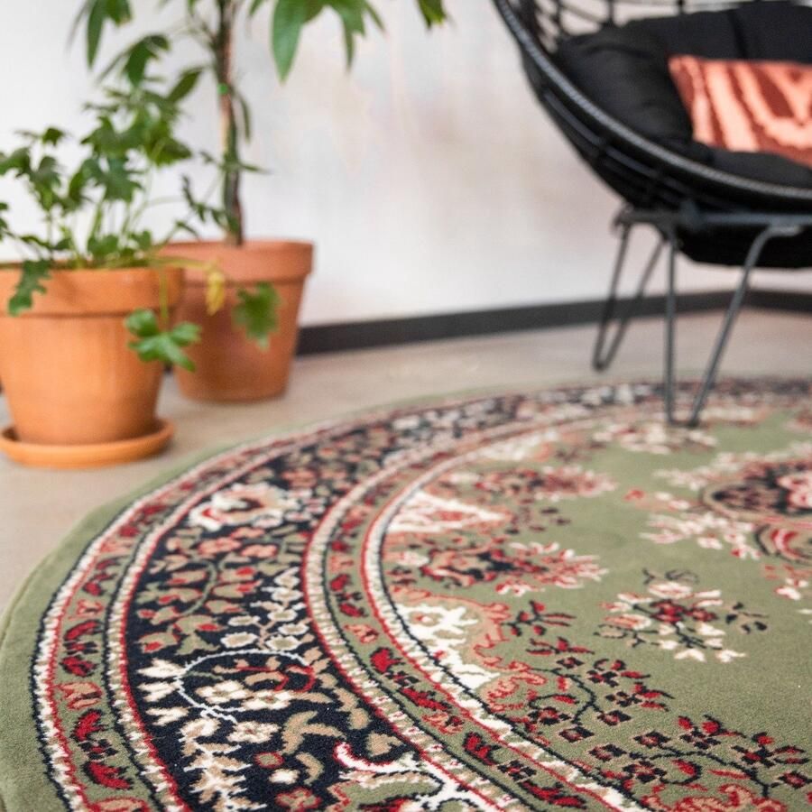 Interieur 05 Rond Vintage vloerkleed Nain Perzisch Groen Polypropyleen Rond 200 Ø (L)