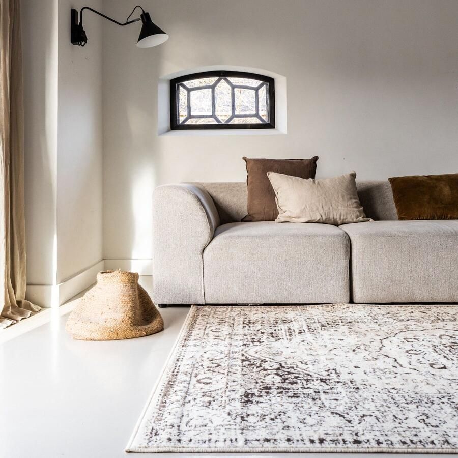 Interieur 05 Vintage vloerkleed Arya bruin beige Bruin Polypropyleen