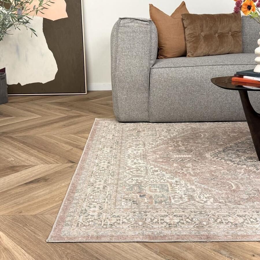 Interieur 05 Vintage vloerkleed Ethel Bruin Polyester 160 x 230 cm (M)