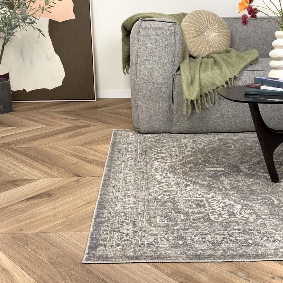 Interieur 05 Vintage vloerkleed Ethel Groen Blauw Polyester 160 x 230 cm (M)