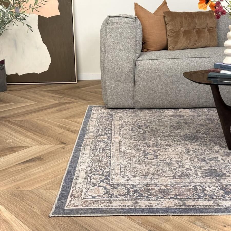 Interieur 05 Vintage vloerkleed Sybil Blauw Polyester 200 x 290 cm (L)