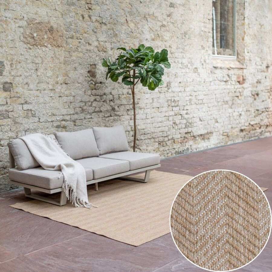 Interieur 05 Jute buitenkleed Naturel ZigZag Interieur05 Beige Polypropyleen Rond 200 Ø (L)