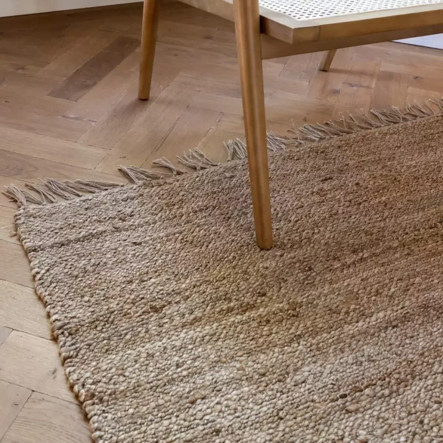 Interieur 05 Jute Vloerkleed Rechthoek Mobi met franjes Beige Jute 140 x 200 cm (S)