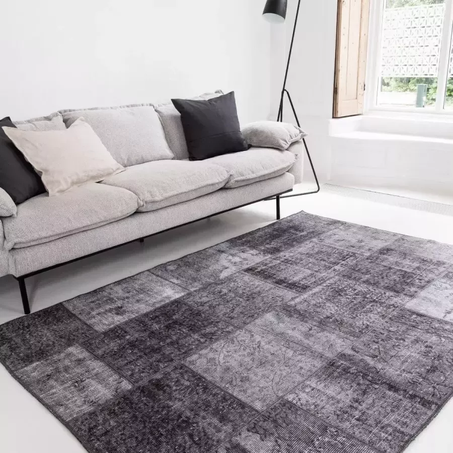 Interieur 05 Patchwork Vloerkleed Antraciet Lara Interieur05 Grijs Antraciet Chenille 140 x 200 cm (S)