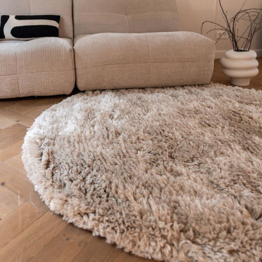 Interieur 05 Rond Hoogpolig vloerkleed Berbera Beige Polyester Pet Interieur05 Rond 160 Ø (M)