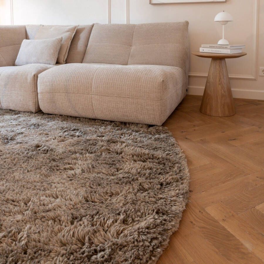 Interieur 05 Rond Hoogpolig vloerkleed Berbera Taupe Polyester Pet Interieur05 Rond 160 Ø (M)