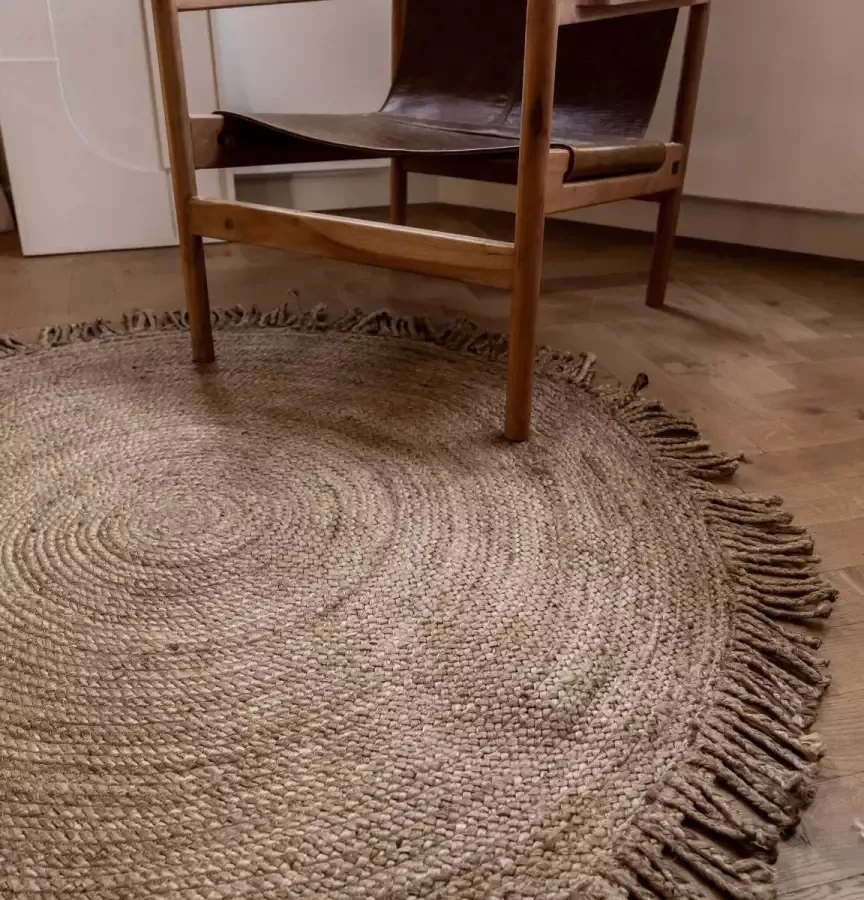 Interieur 05 Rond jute vloerkeed Ibiza met franje -Rond 120 Ø Beige Jute Rond 120 Ø (S)