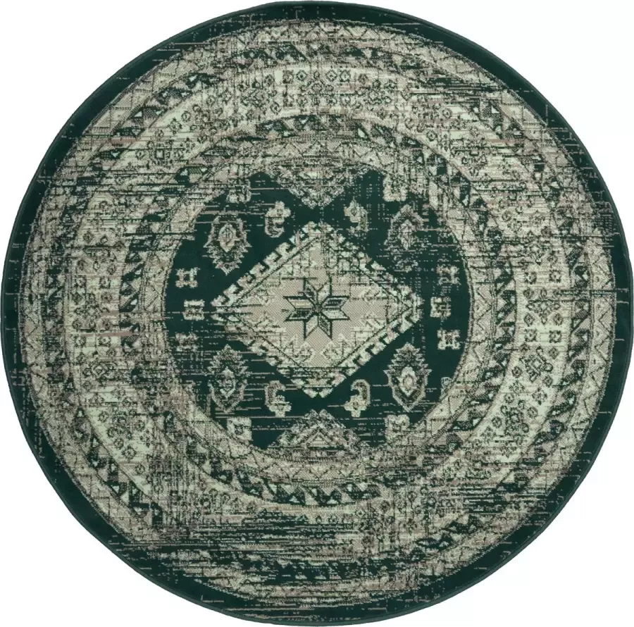 Interieur 05 Rond Vintage Vloerkleed Aila Groen-Rond 120 Ø Polypropyleen Rond 120 Ø (S)