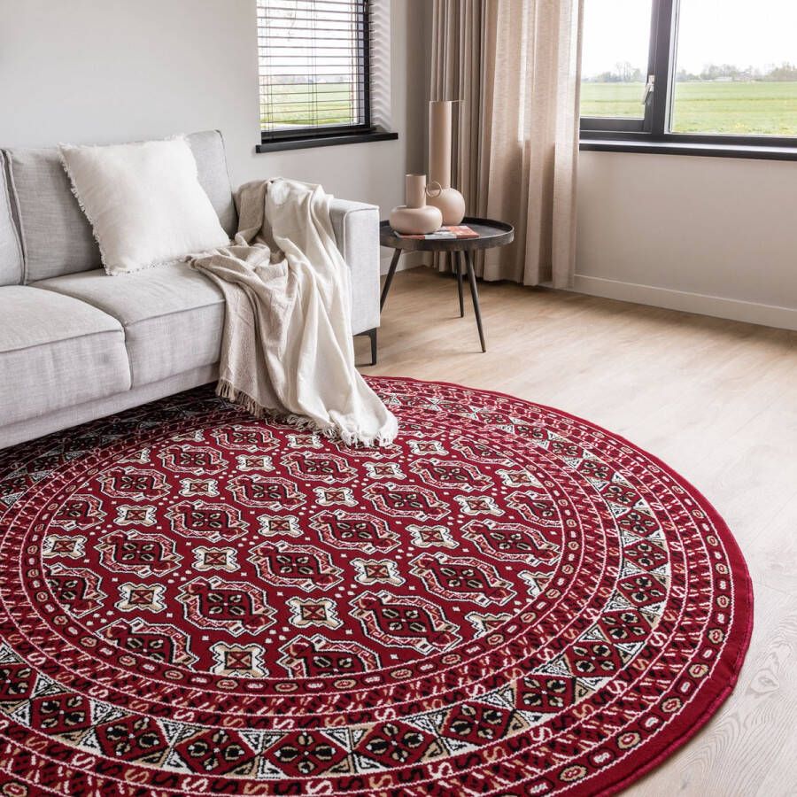 Interieur 05 Rond vintage vloerkleed Marad Rood Polypropyleen Rond 200 Ø (L)