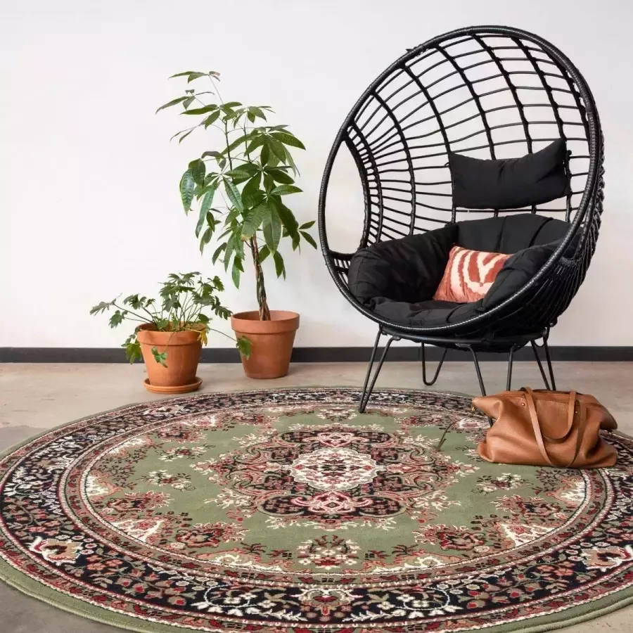 Interieur 05 Rond Vintage vloerkleed Nain Perzisch Groen Polypropyleen Rond 235 Ø (XXL)