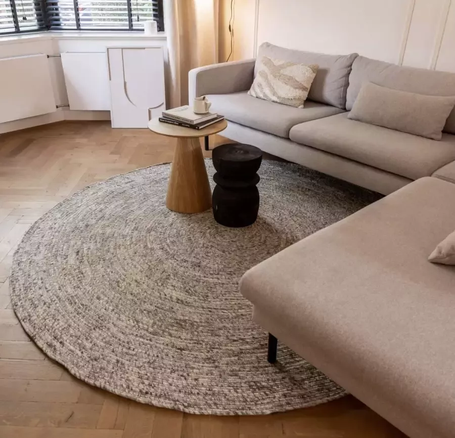 Interieur 05 Rond wollen vloerkleed Gapo grijs gemeleerd Grijs Antraciet Wol Rond 150 Ø (M)