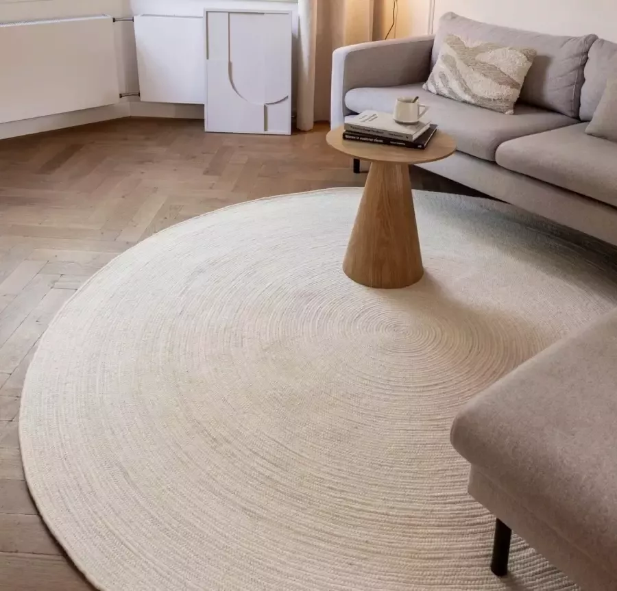 Interieur 05 Rond wollen vloerkleed Gapo wit Wol Rond 180 Ø (L)