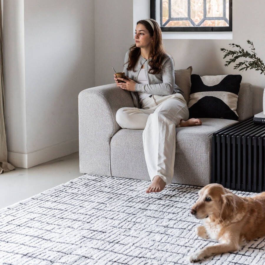 Interieur 05 Vloerkleed Rectangle Creme wit Zwart Interieur05 Polyester 160 x 230 cm (M)