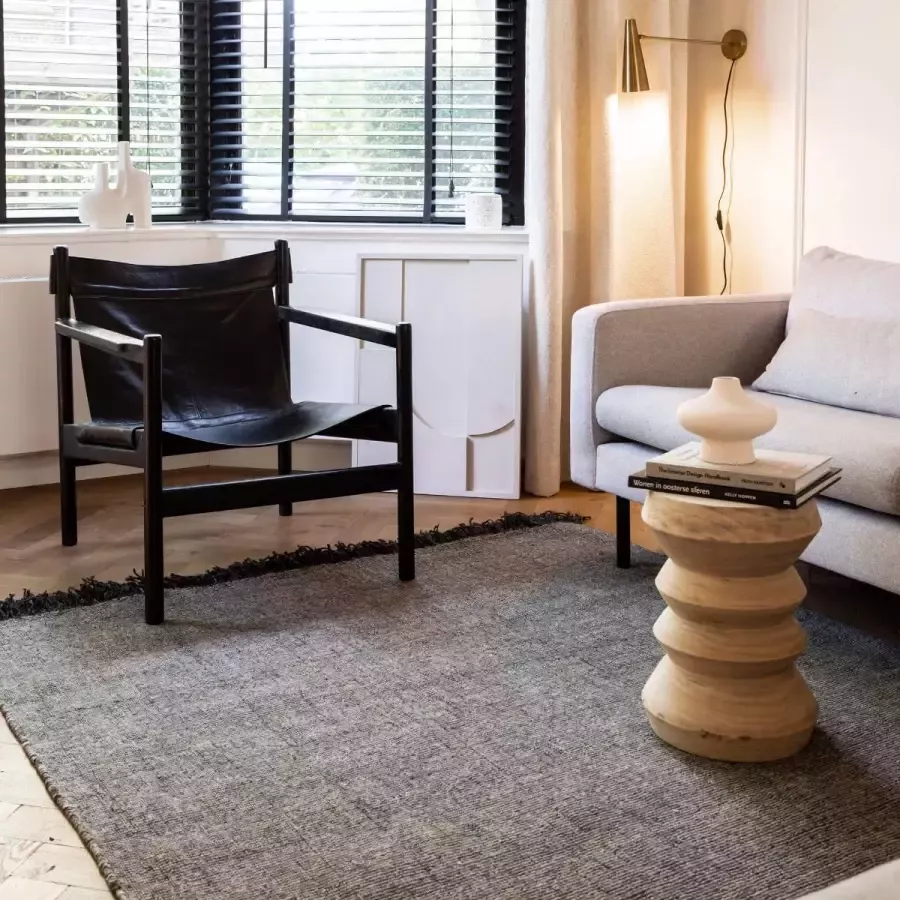 Interieur 05 Wollen vloerkleed Bologne grijs met Franjes Grijs Antraciet Grijs 200 x 290 cm (L)