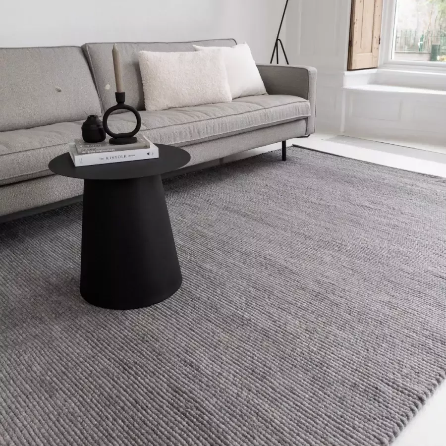 Interieur 05 Wollen Vloerkleed Donkergrijs Vik Grijs Antraciet Wol 160 x 230 cm (M)
