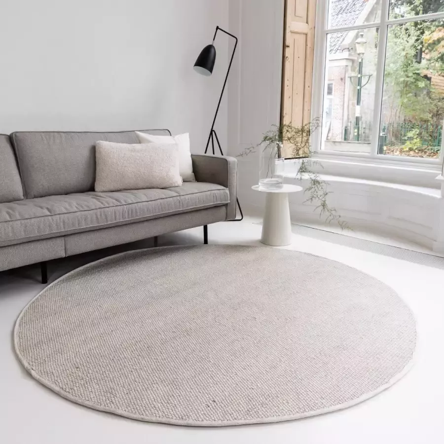 Interieur 05 Rond Wollen Vloerkleed Ivoor wit Vik Wit Creme Rond 240 Ø (XXL)