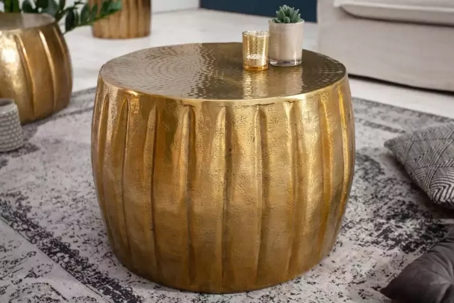 Interieurs online design salontafel handgemaakt goud met gehamerd 55 cm