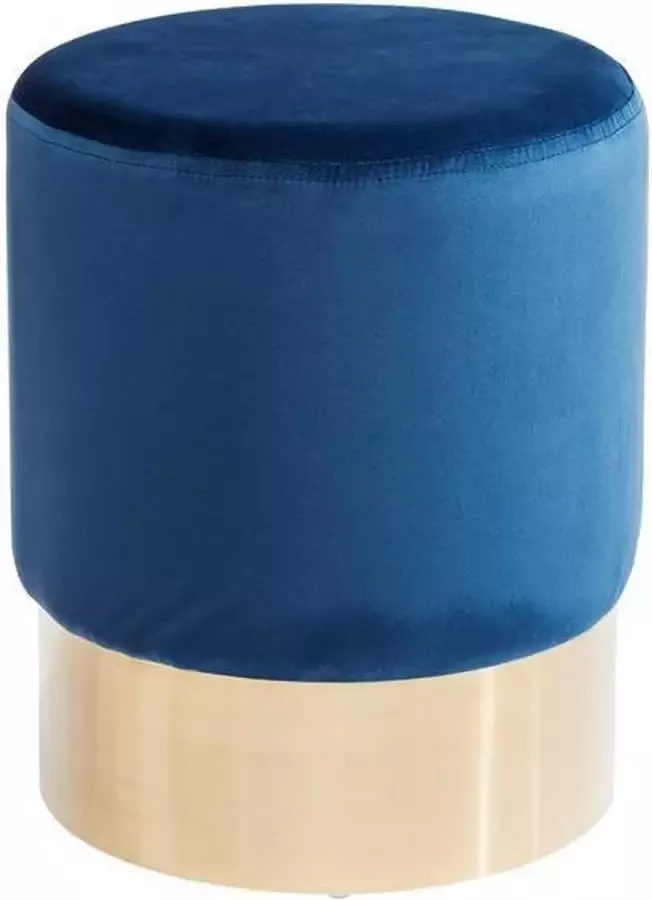 Interieurs online Hocker stof blauw Messing Ø35cm