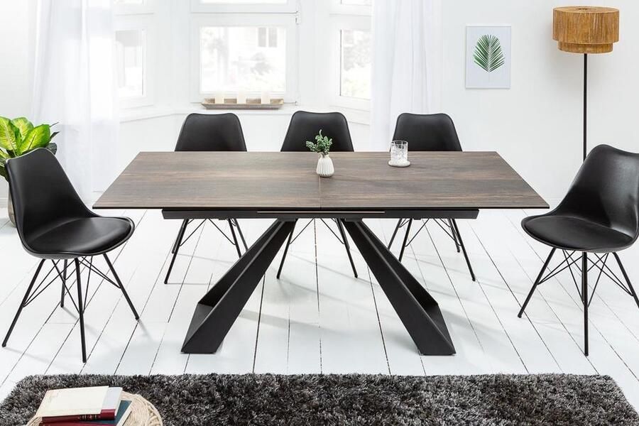 Interieurs online Design Eettafel Uitschuifbaar Keramiek Eikenlook 180-230 cm