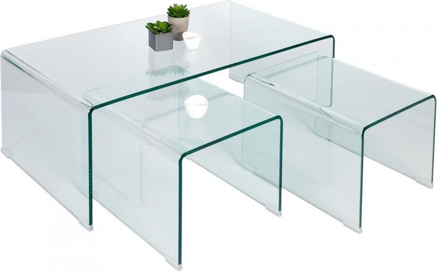 Interieurs online Glazen salontafel set van 3 model Trio 90cm