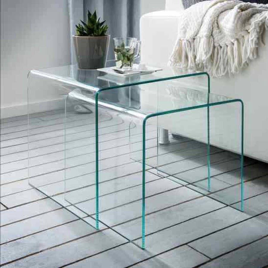 Interieurs online Modern Glazen Salontafel 42 cm set van 2