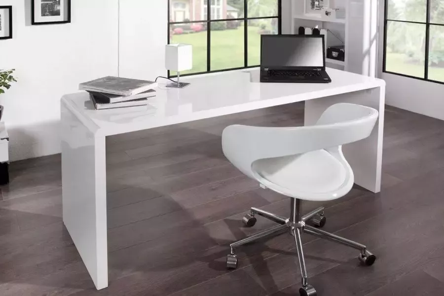 Interieurs online Moderne Bureau Hoogglans wit 160cm