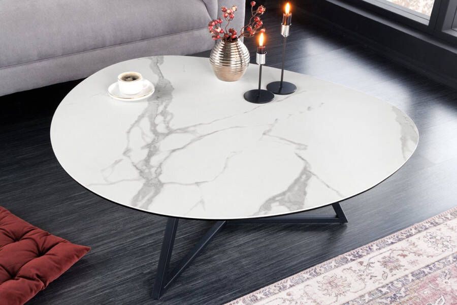 Interieurs online Moderne salontafel 90cm wit marmeren keramiek gemaakt in Italië