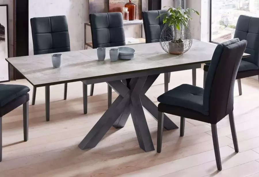 Interieurs online Moderne uitschuifbare eettafel 160-210 cm in keramische look van gelamenteerd houtmateriaal