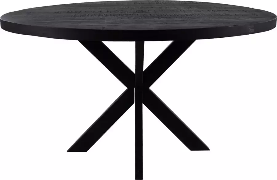 Interieurs online Ronde eettafel ø100 cm Zwart mangohout ijzer