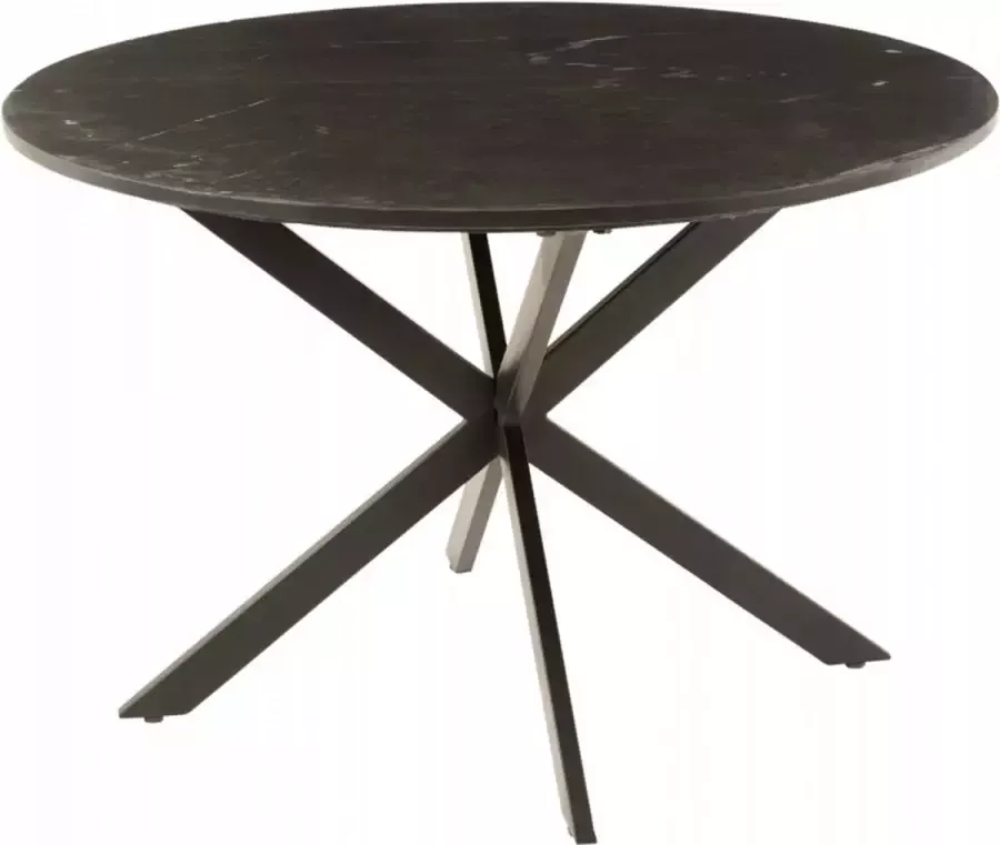 Interieurs online Ronde Marmeren Eettafel Marmer Ijzer Zwart 120cm