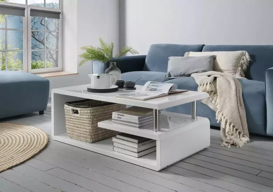 interieurs online Salontafel wit hoogglans 110cm met opbergmogelijkheden