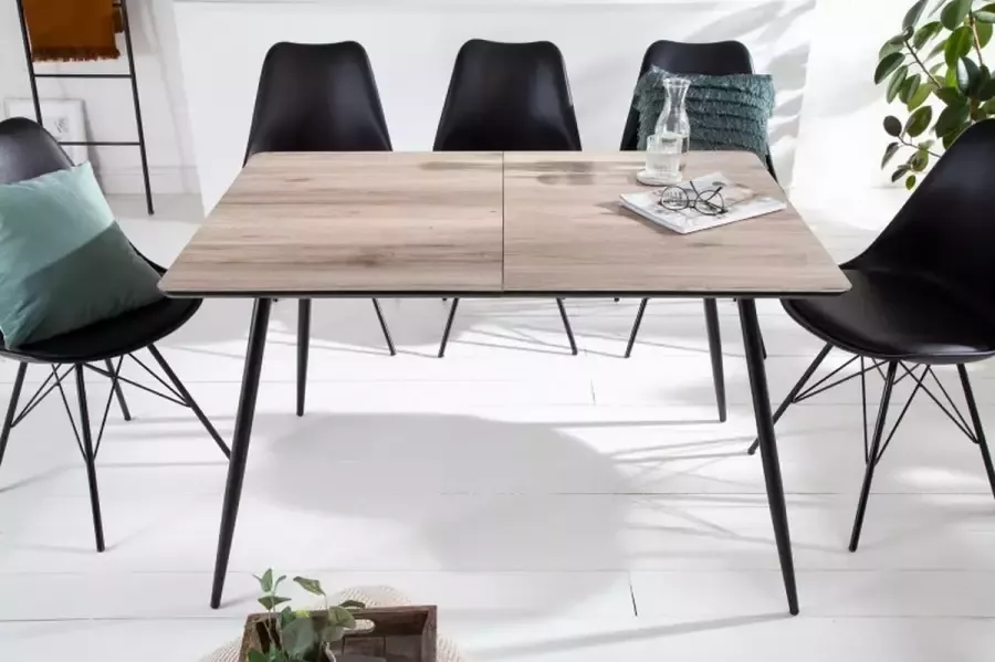 Interieurs online Uitschuifbare eettafel APPARTEMENT 120-160cm eiken look grijs retro stijl van gelamineerd hout
