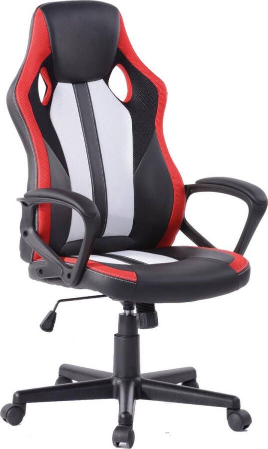 Hioshop RacingFun kantoorstoel zwart rood wit. - Foto 1