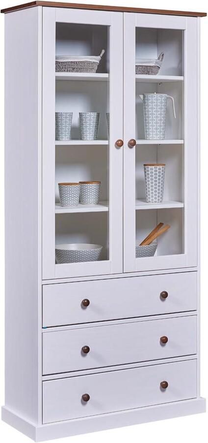 Interlink SAS Buffetkast Westerland 90 x 38 4 x 190 Massief grenen Wit Interlink Kasten Wit Hout; MDF; Glas Kasten - Foto 2
