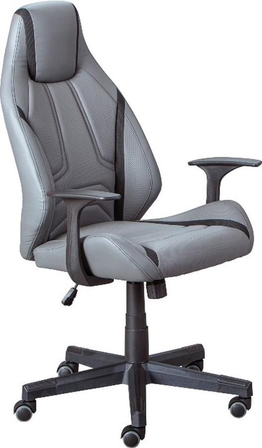 Interlink SAS EMOB Bureaustoel Lysander grijs zwart Interlink Bureaustoelen zonder armleuning Grijs Kunstleer Bureaustoelen zonder armleuning Op voorraad