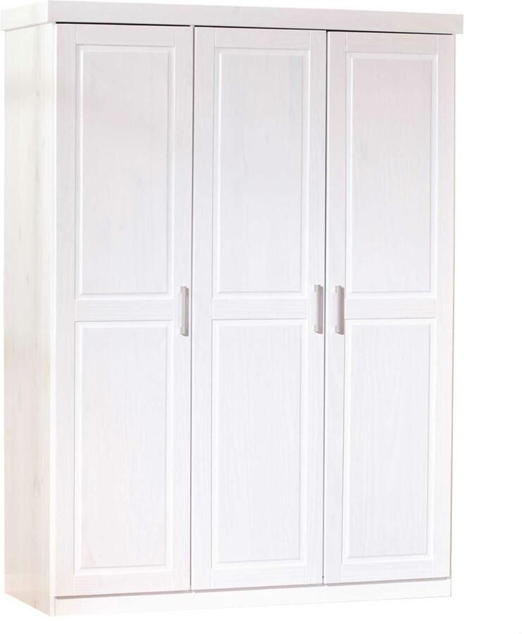 Interlink SAS Interlink- Kledingkast 3 deuren MAGNUS in massief grenen wit getint - Foto 2