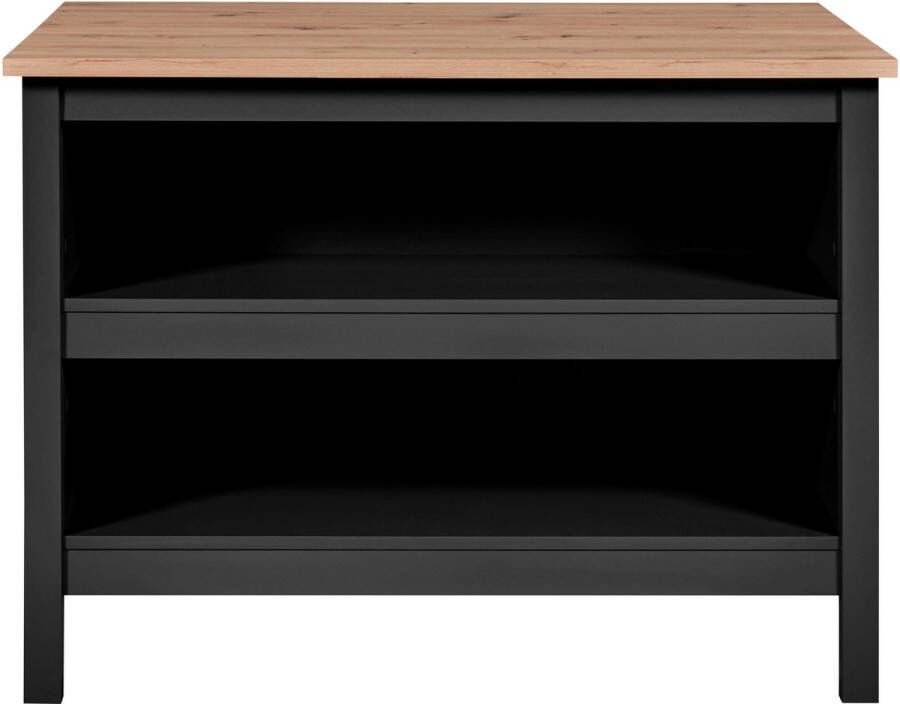 Interlink SAS Kookeiland Julina Ambachtelijk Eikenhouten Blad 124 x 75 x 91 5 cm Zwart - Foto 2