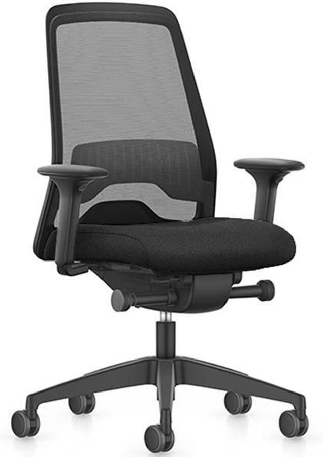 Interstuhl Bureaustoel New Everyis1 EV216 Stof Zwart Era ER01 Comfortzitting Voetkruis Kunststof Zwart NPR Armleggers Netbespanning