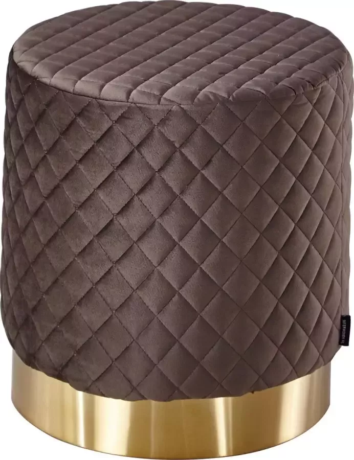 Interwonen Poef Lida Velvet Grijsbruin