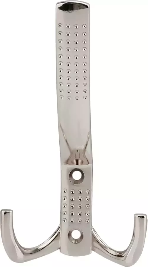 Intirilife Dubbele garderobehaken in satijn nikkel design lange kledinghaken wandhaken van metaal wandmontage voor kleding jassen vintage